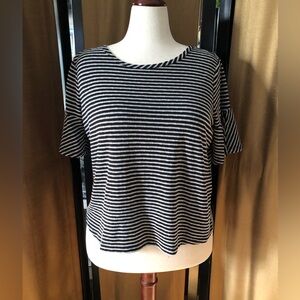 Striped Short Sleeve Women’s Top - Black and White